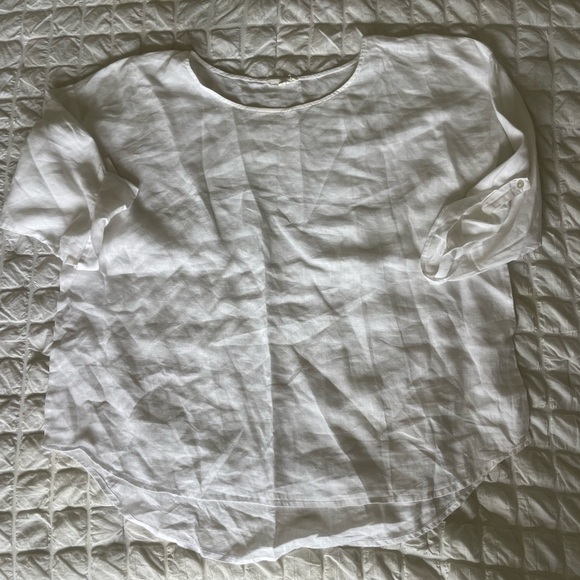 Eileen Fisher White Irish Linen Top - Picture 1 of 7